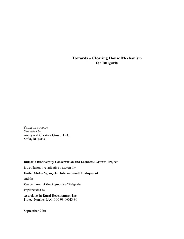 Towards a clearing house mechanism for Bulgaria