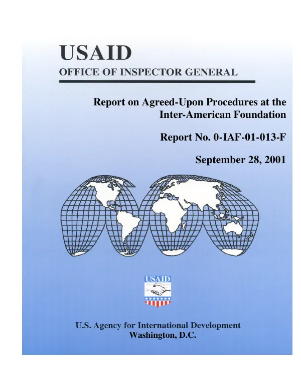 Report on agreed-upon procedures at the Inter-American Foundation