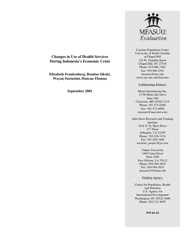 Changes in use of health services during Indonesia"s economic crisis