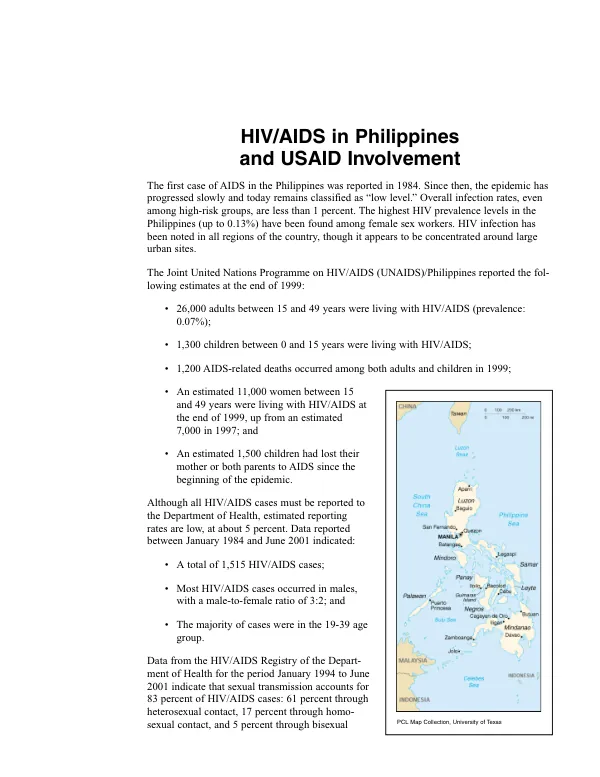 HIV/AIDS in Philippines and USAID involvement