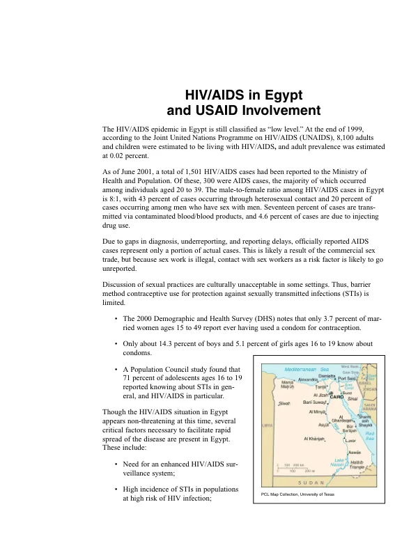 HIV/AIDS in Egypt and USAID involvement