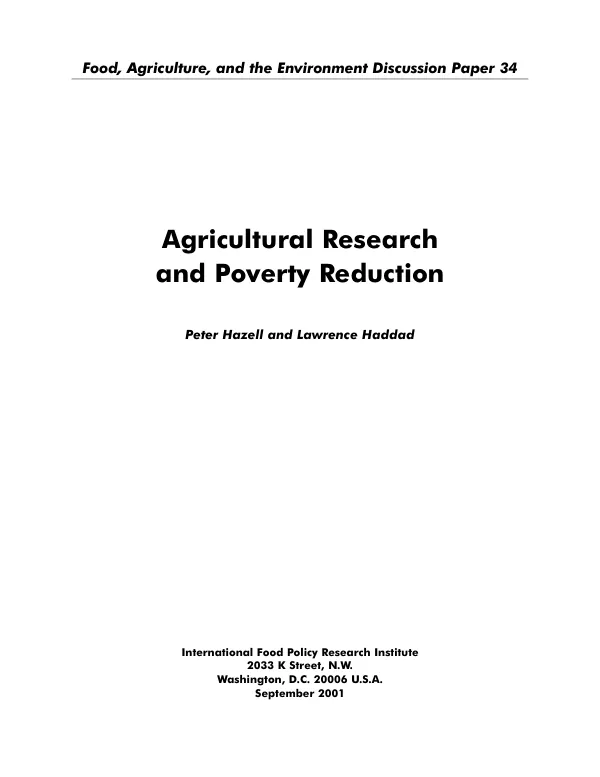 Agricultural research and poverty reduction