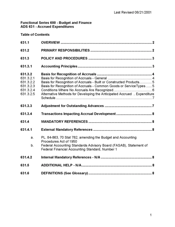 ADS chapter 631 : accrued expenditures
