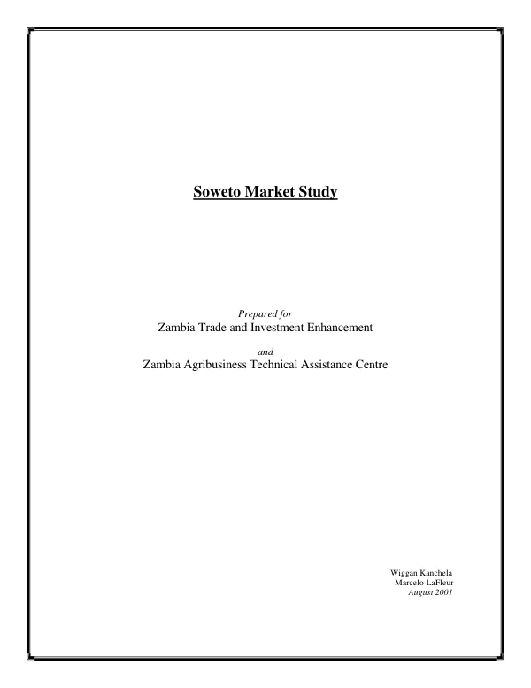 Soweto [Zambia] market study