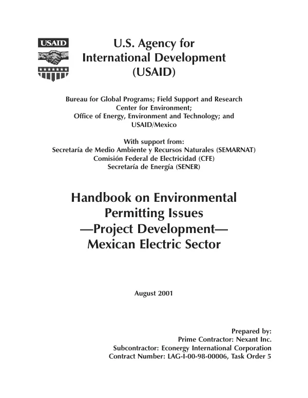 Handbook on environmental permitting issues -- project development -- Mexican electric sector