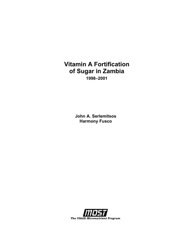 Vitamin A fortification of sugar in Zambia 1998-2001