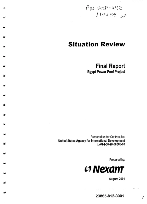 Situation review : final report -- Egypt power pool project