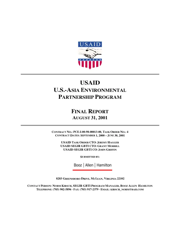 USAID/US-Asia environmental partnership program : final report