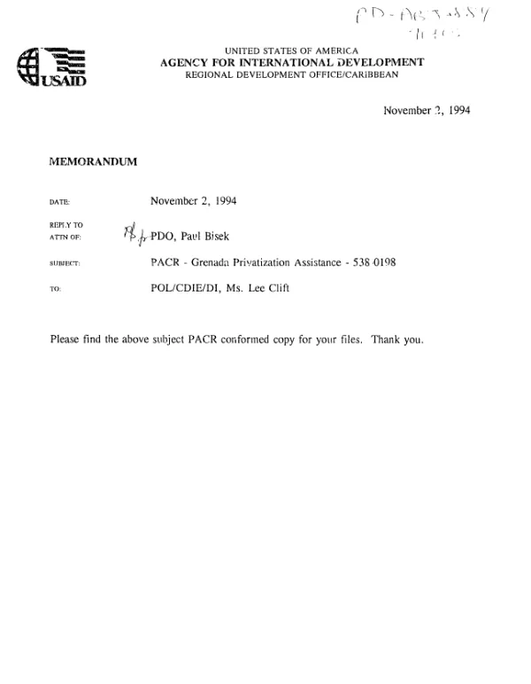 Project assistance completion report : Grenada privatization assistance