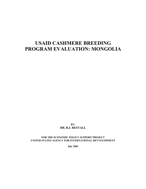 USAID cashmere breeding program evaluation : Mongolia