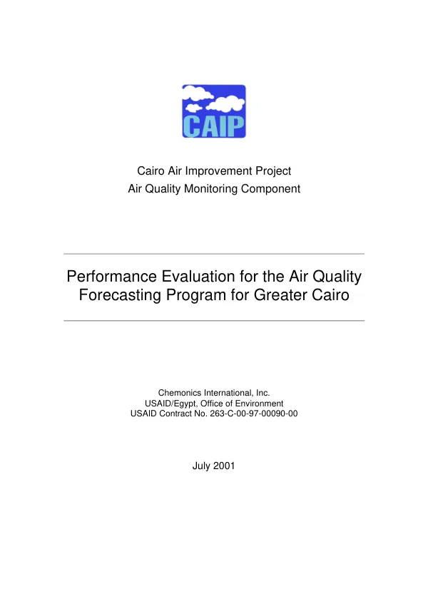 Performance evaluation for the air quality forecasting program for Greater Cairo