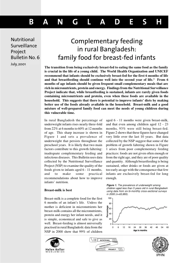 Complementary feeding in rural Bangladesh : family food for breast-fed infants