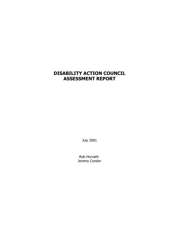 Disability Action Council : assessment report