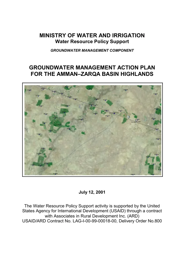 Groundwater management action plan for the Amman-Zarqa Basin highlands