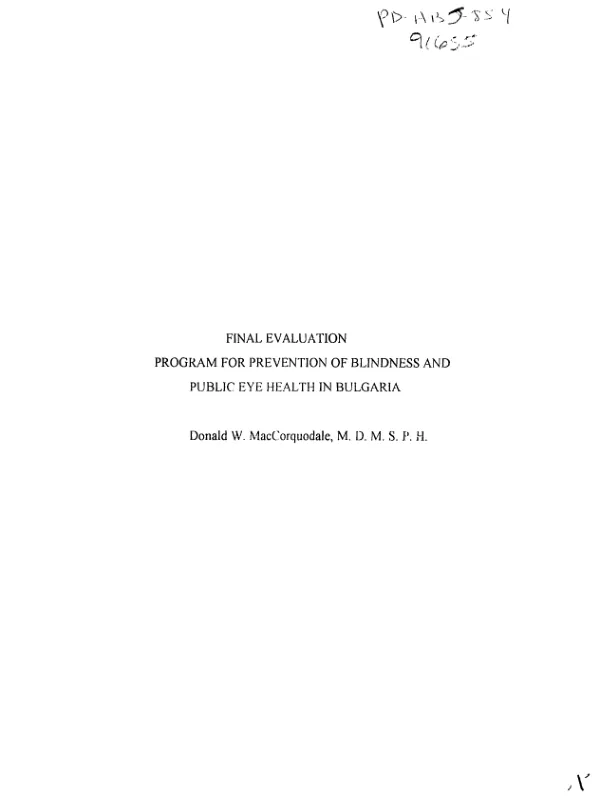Final evaluation : program for prevention of blindness and public eye health in Bulgaria