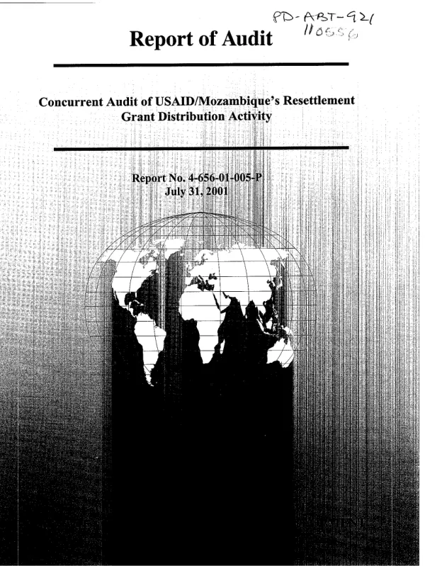 Concurrent audit of USAID/Mozambique"s resettlement grant distribution activity