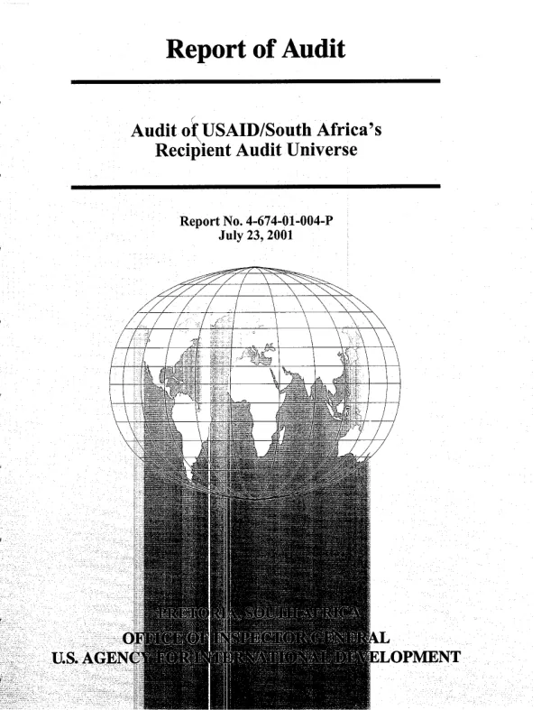 Audit of USAID/South Africa"s recipient audit universe