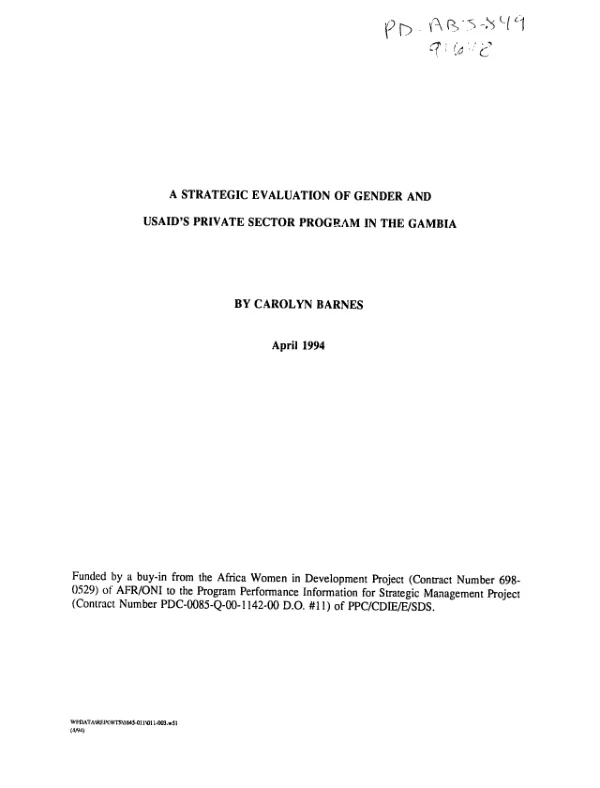Strategic evaluation of gender and USAID's private sector program in The Gambia