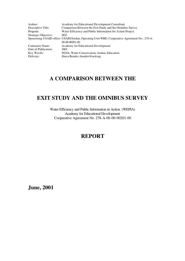 Comparison between the exit study and the omnibus survey : report