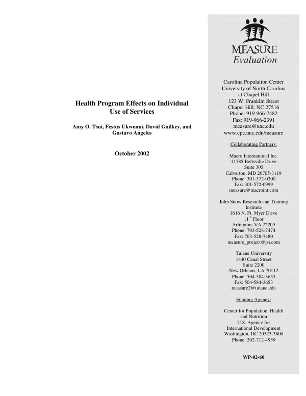 A comparative multi-level analysis of health program effects on individual use of reproductive and sexual health services