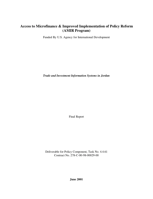 Trade and investment information systems in Jordan