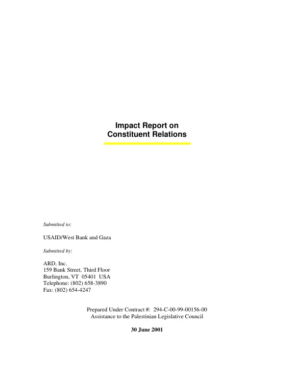 Impact report on constituent relations