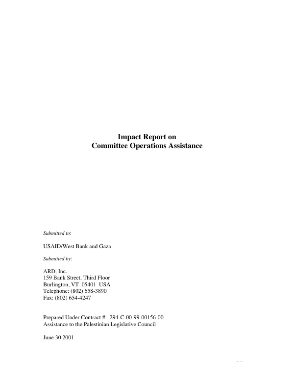 Impact report on committee operations assistance
