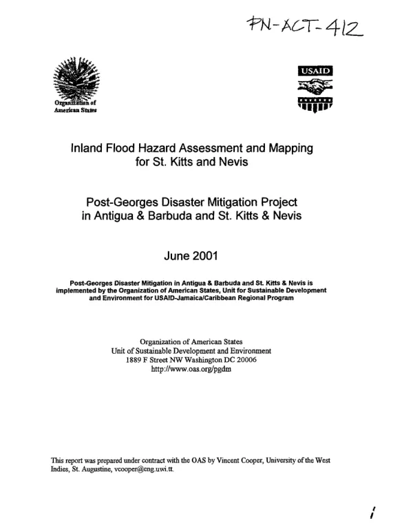 Inland flood hazard assessment and mapping for St. Kitts and Nevis