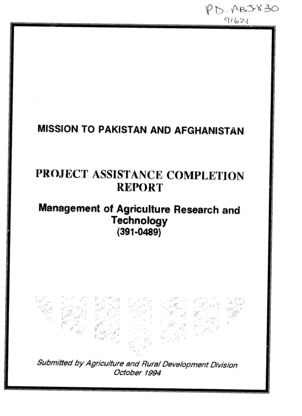 Project assistance completion report : management of agriculture research and technology (391-0489)