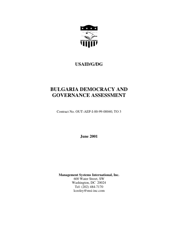 Bulgaria democracy and governance assessment