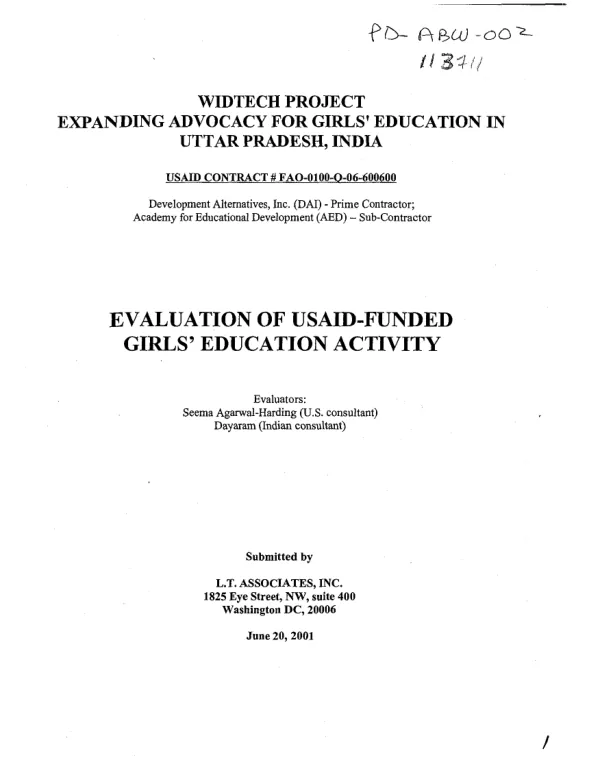 Evaluation of the USAID-funded girls" education activity