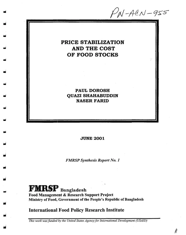 Price stabilization and the cost of food stocks