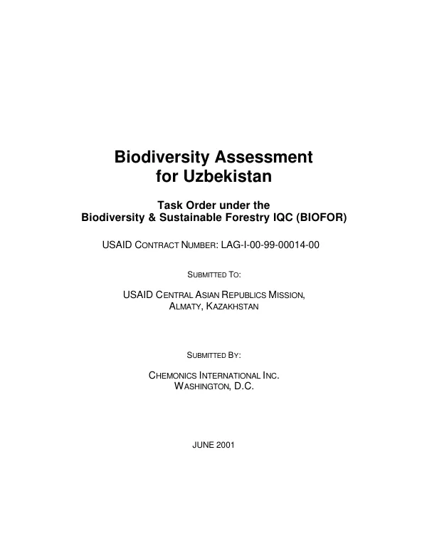 Biodiversity assessment for Uzbekistan