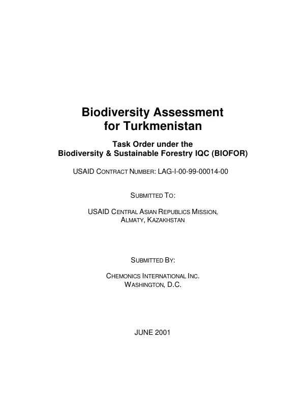 Biodiversity assessment for Turkmenistan