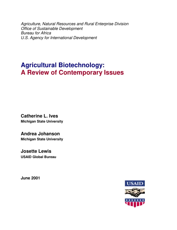 Agricultural biotechnology : a review of contemporary issues