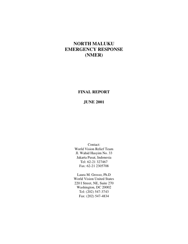 North Maluku emergency response (NMER) : final report