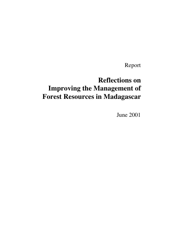 Reflections on improving the management of forest resources in Madagascar