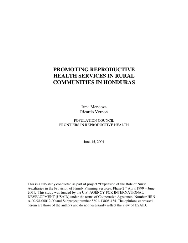 Promoting reproductive health services in rural communities in Honduras