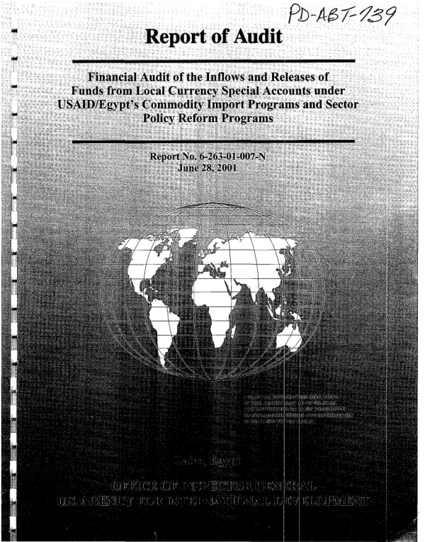 Financial audit of the inflows and releases of funds from local currency special accounts under USAID/Egypt"s commodity import programs and sector policy reform programs
