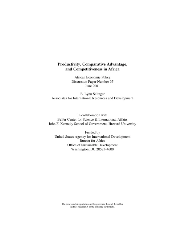 Productivity, comparative advantage, and competitiveness in Africa