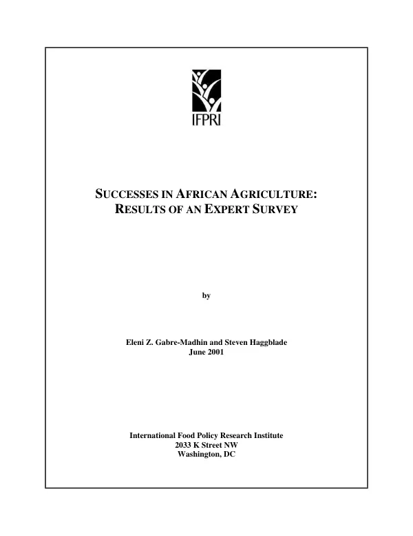 Successes in African agriculture : results of an expert survey