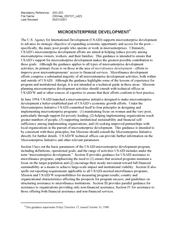 Microenterprise development