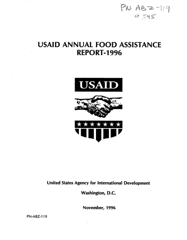 USAID annual food assistance report 1996