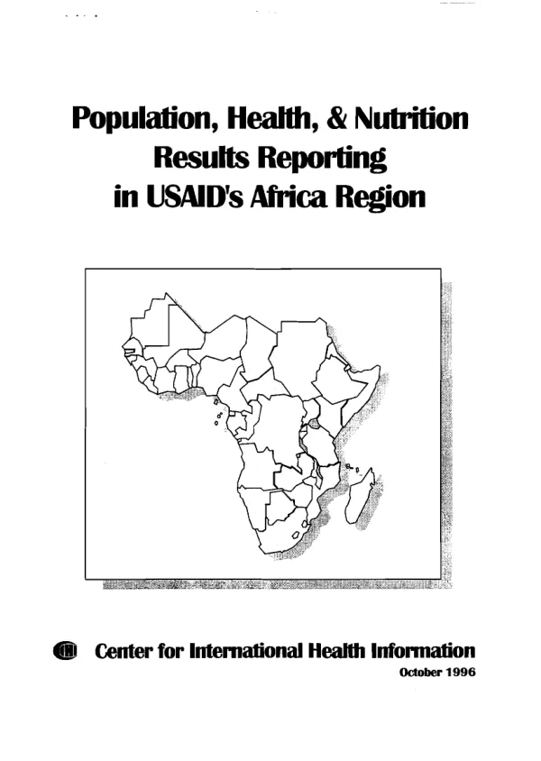 Population, health, & nutrition results reporting in USAID"s Africa region