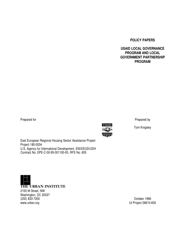 Policy papers : USAID local governance program and local government partnership program [LGPP]