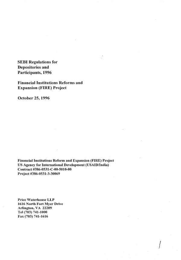 SEBI regulations for depositories and participants, 1996