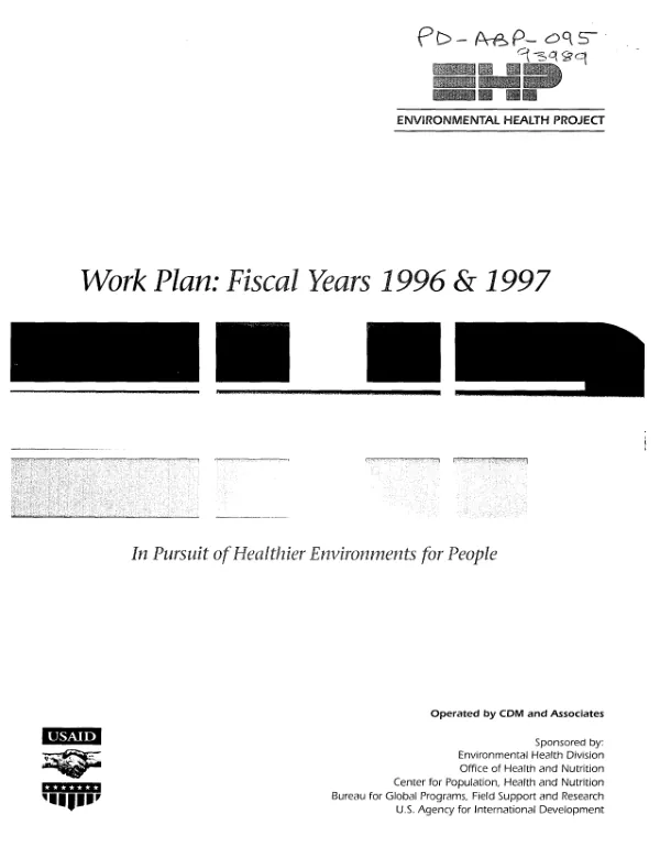 Work plan : fiscal years 1996 & 1997 -- in pursuit of healthier environments for people