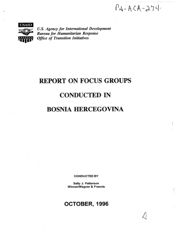 Report on focus groups conducted in Bosnia Hercegovina