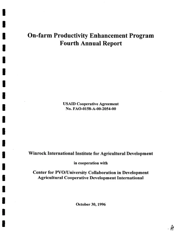 On-farm productivity enhancement program : fourth annual report -- USAID cooperative agreement no. FAO-0158-A-00-2054-00