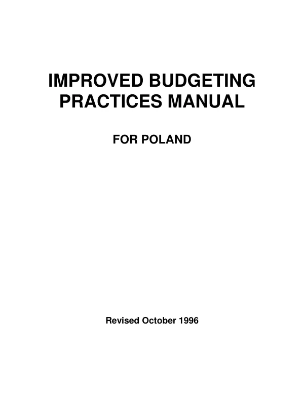 Improved budgeting practices manual for Poland